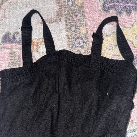 Black linen wide leg jumpsuit - Picture 5 of 6